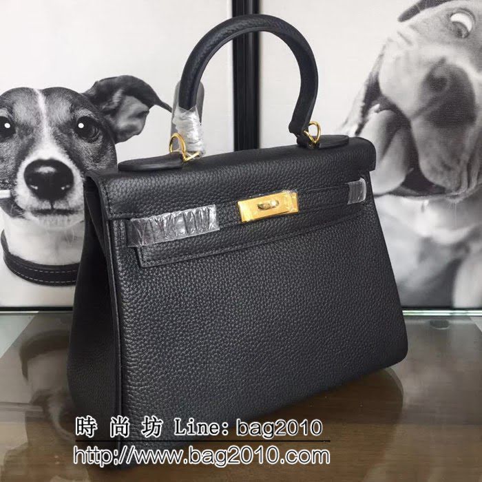 愛馬仕Hermes 頭層牛皮荔枝紋凱莉包 時尚手提包 0AM1152